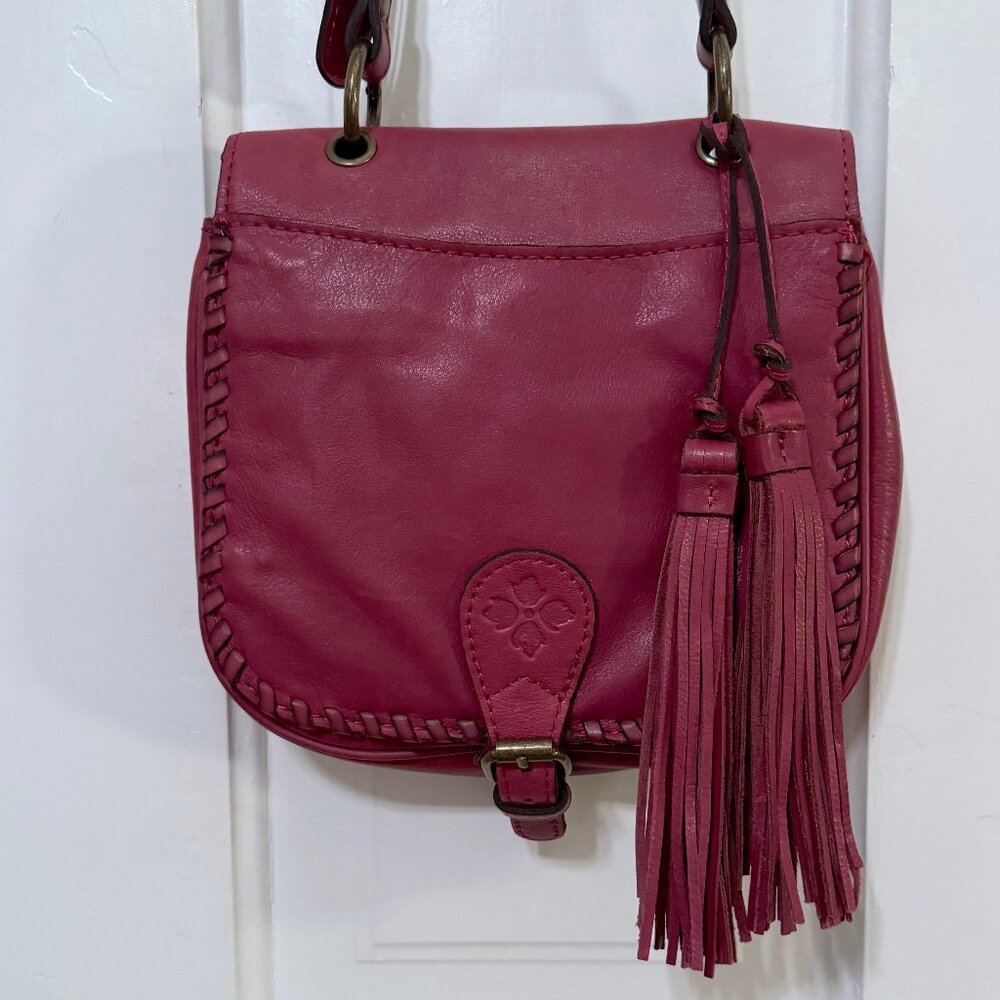 PATRICIA NASH - Karisa Raspberry Dark Pink Leather Flap Crossbody Purse